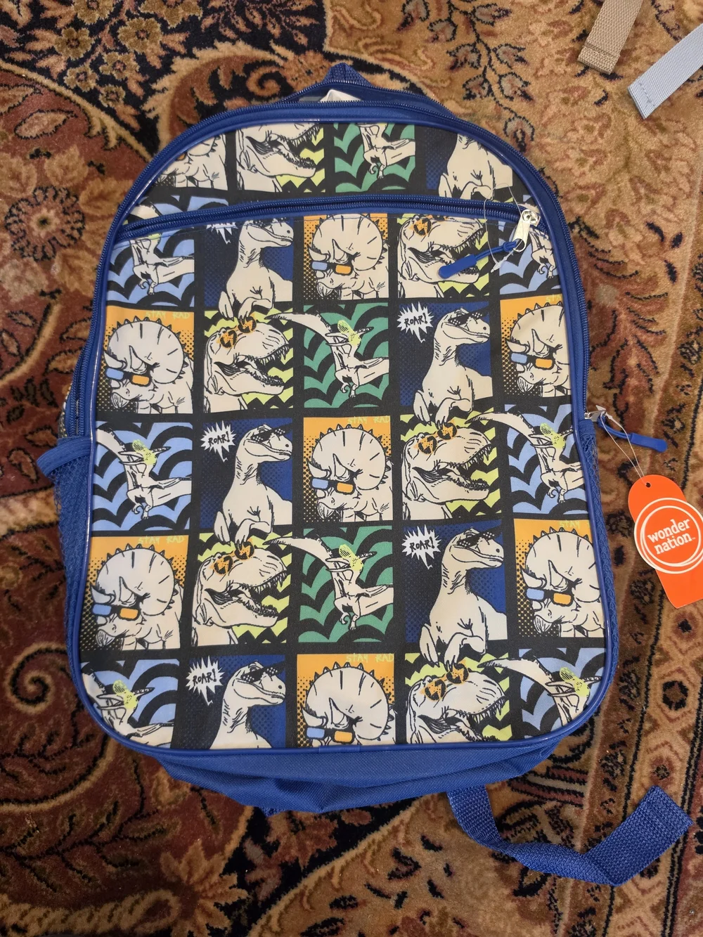 Wonder Nation Kids Blue Dinosaur Print Backpack